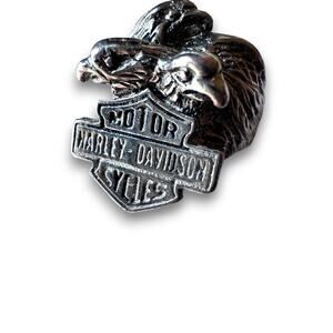 Vintage Harley Davidson Eagle Bar and Shield Ring 925 Sterling Silver Size 5.5